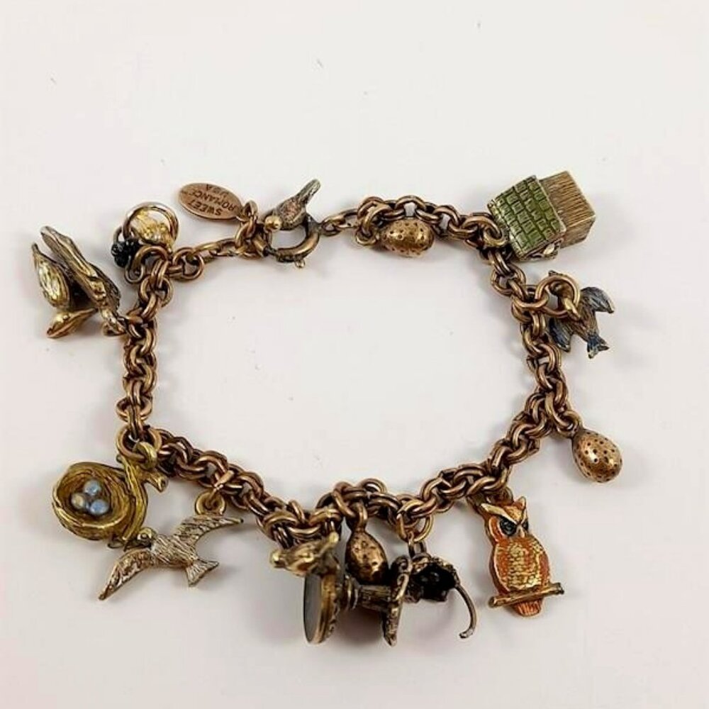 Vintage Sweet Romance Spring Birds Charm Bracelet